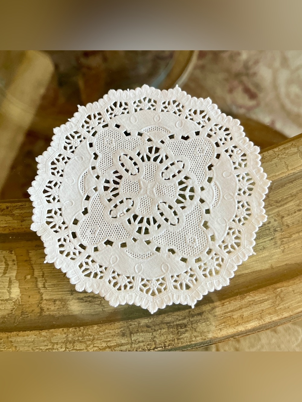 Vintage 4” French White Lace Paper Doily set of 16